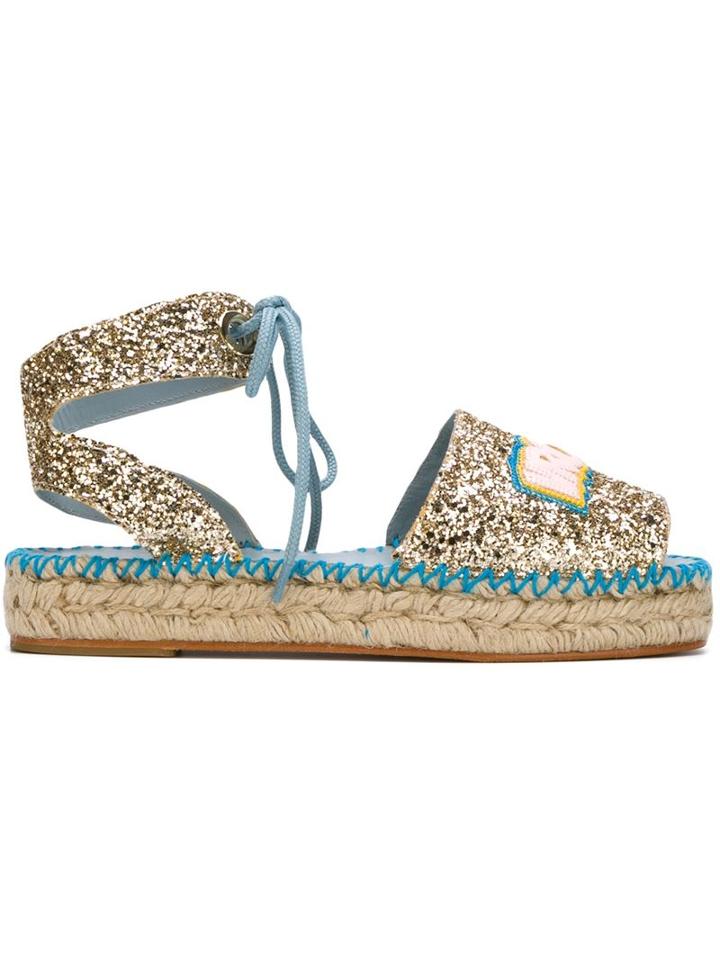 Chiara Ferragni Vroom Glitter Espadrilles, Women's, Size: 38, Grey, Leather/pvc