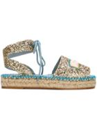 Chiara Ferragni Vroom Glitter Espadrilles, Women's, Size: 38, Grey, Leather/pvc