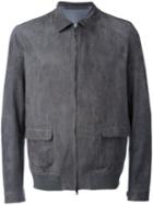 Salvatore Santoro Classic Collar Zipped Jacket, Men's, Size: 50, Grey, Leather