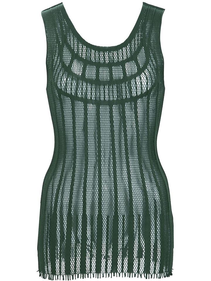 Issey Miyake Knit Tank Top, Women's, Size: 2, Green, Cotton/nylon/polyurethane