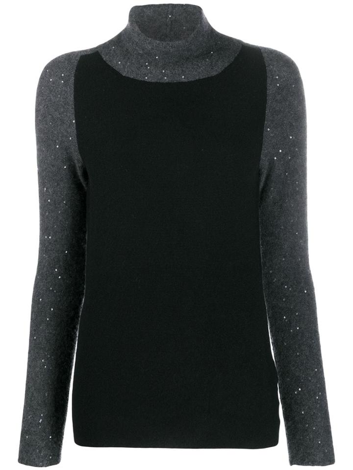 Fabiana Filippi Contrast Panel Glitter-effect Jumper - Black