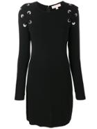 Michael Michael Kors Lace Up Detail Midi Dress - Black
