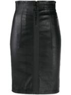 Off-white Front Zip Pencil Skirt - Black