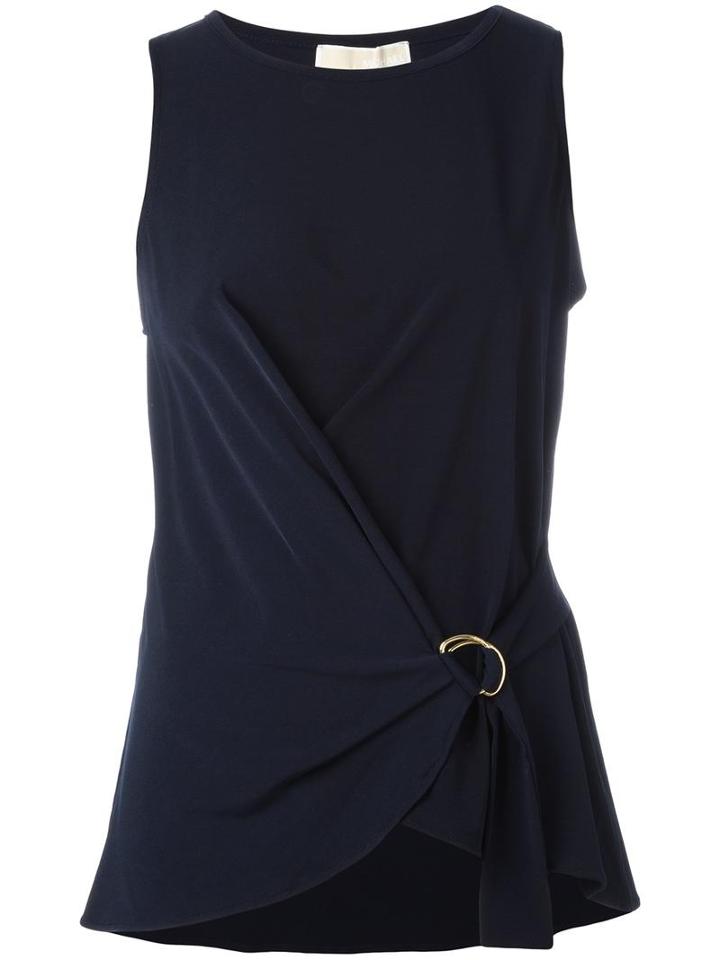 Michael Michael Kors Tie Knot Top, Women's, Size: Large, Blue, Polyester/spandex/elastane