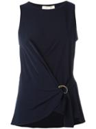 Michael Michael Kors Tie Knot Top, Women's, Size: Large, Blue, Polyester/spandex/elastane