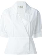 Fendi Shortsleeved Cotton Wrap Shirt - White