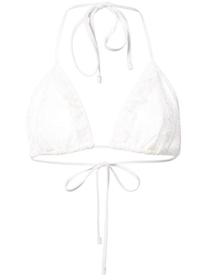 Jonathan Simkhai Lace Frill String Bikini Top - White