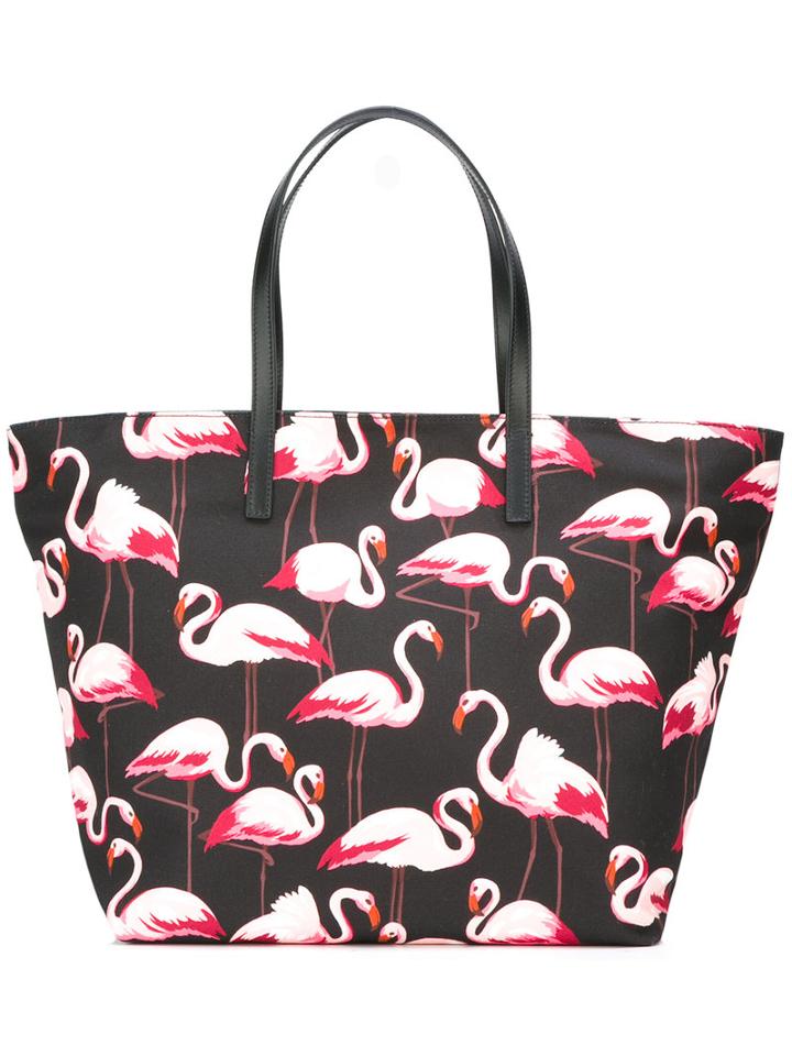 Red Valentino Flamingos Tote Bag, Women's, Black, Leather/cotton