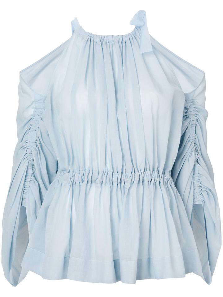Fendi Cold-shoulder Belted Blouse - Blue