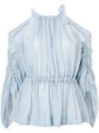 Fendi Cold-shoulder Belted Blouse - Blue