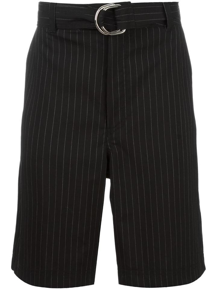 Blood Brother Striped Pattern Tailored Shorts, Men's, Size: Large, Black, Wool