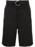 Blood Brother Striped Pattern Tailored Shorts, Men's, Size: Large, Black, Wool