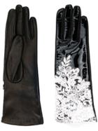 Alessandra Rich Lace Detail Silk Gloves - Black