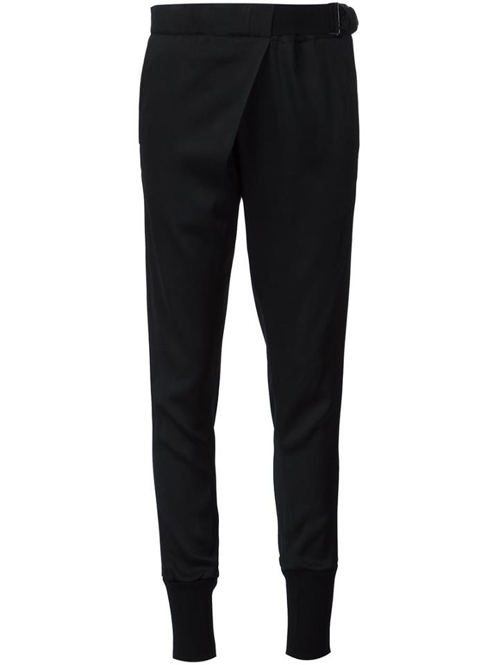 Ann Demeulemeester Lateral Buckle Detail Trousers, Women's, Size: 34, Black, Spandex/elastane/acetate/rayon