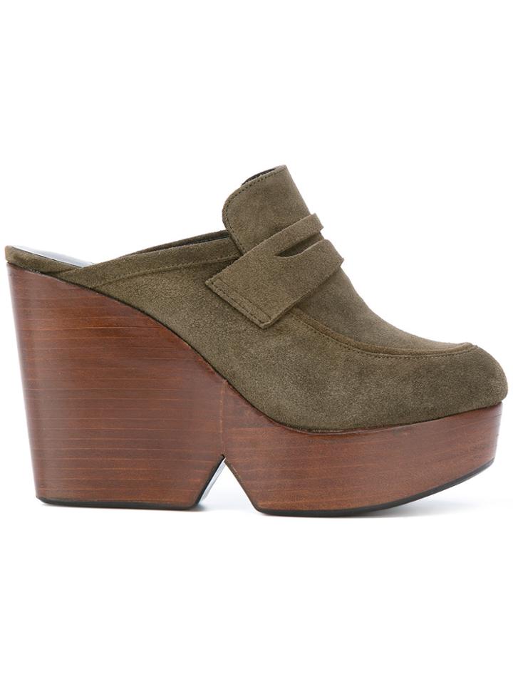 Robert Clergerie Wedge Mules - Green