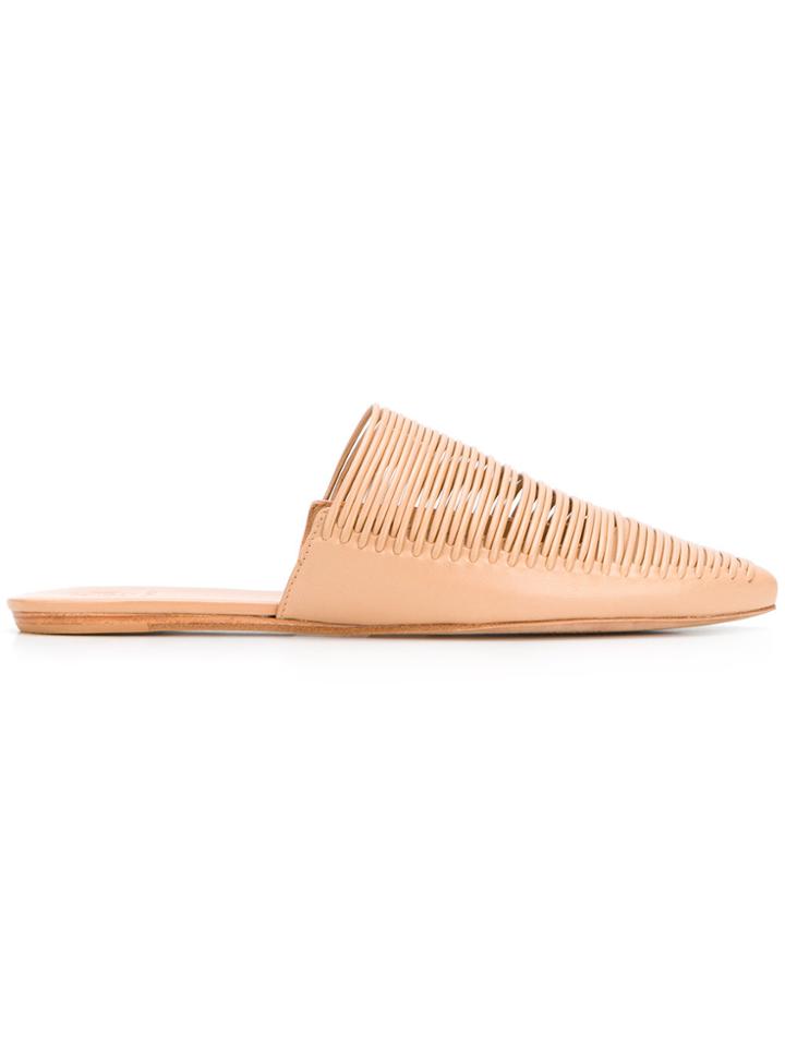 Tory Burch Pointed Toe Mules - Nude & Neutrals