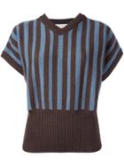 Marni Striped Short Sleeve Jumper, Women's, Size: 42, Brown, Virgin Wool