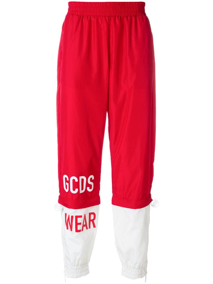Gcds Two-tone Logo Trousers - Red