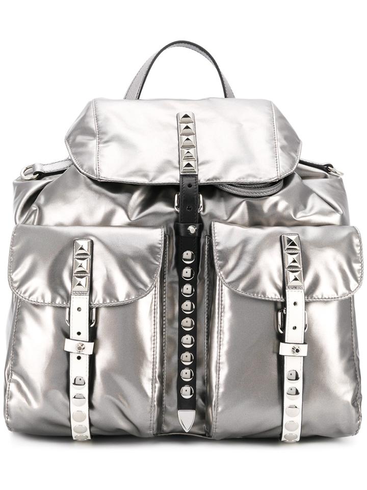 Prada Studded Straps Backpack - Metallic