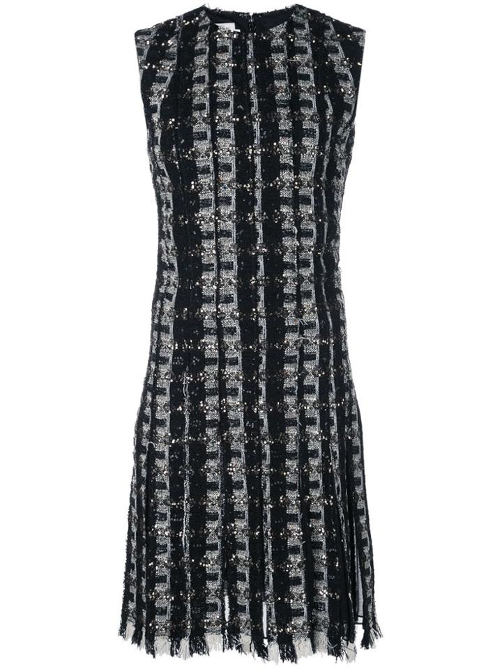 Oscar De La Renta Embroidered Fringe Mini Dress - Black