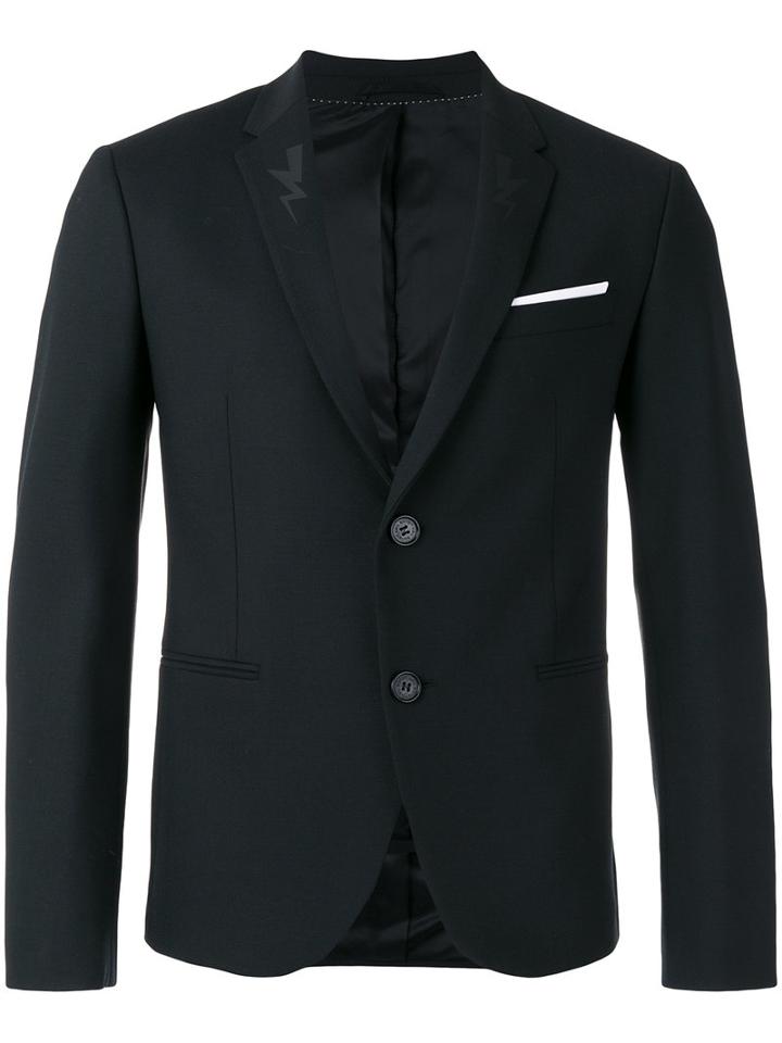 Neil Barrett Suit Jacket, Men's, Size: 46, Black, Polyester/virgin Wool/spandex/elastane