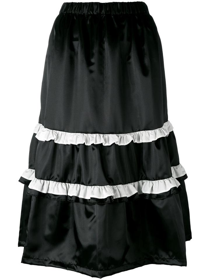 Comme Des Garçons Girl Frill Detail Midi Skirt, Size: Small, Black, Cotton/polyester
