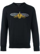 Alexander Mcqueen Moth Embroidered Sweatshirt, Men's, Size: Large, Black, Cotton/viscose