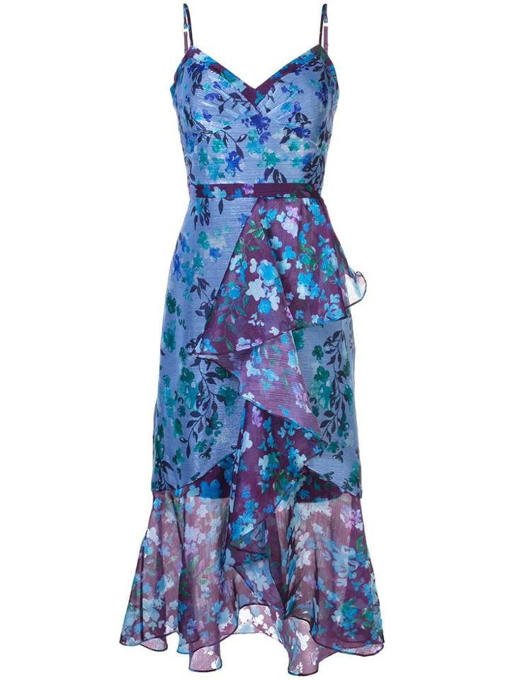 Marchesa Notte Floral Cocktail Dress - Blue