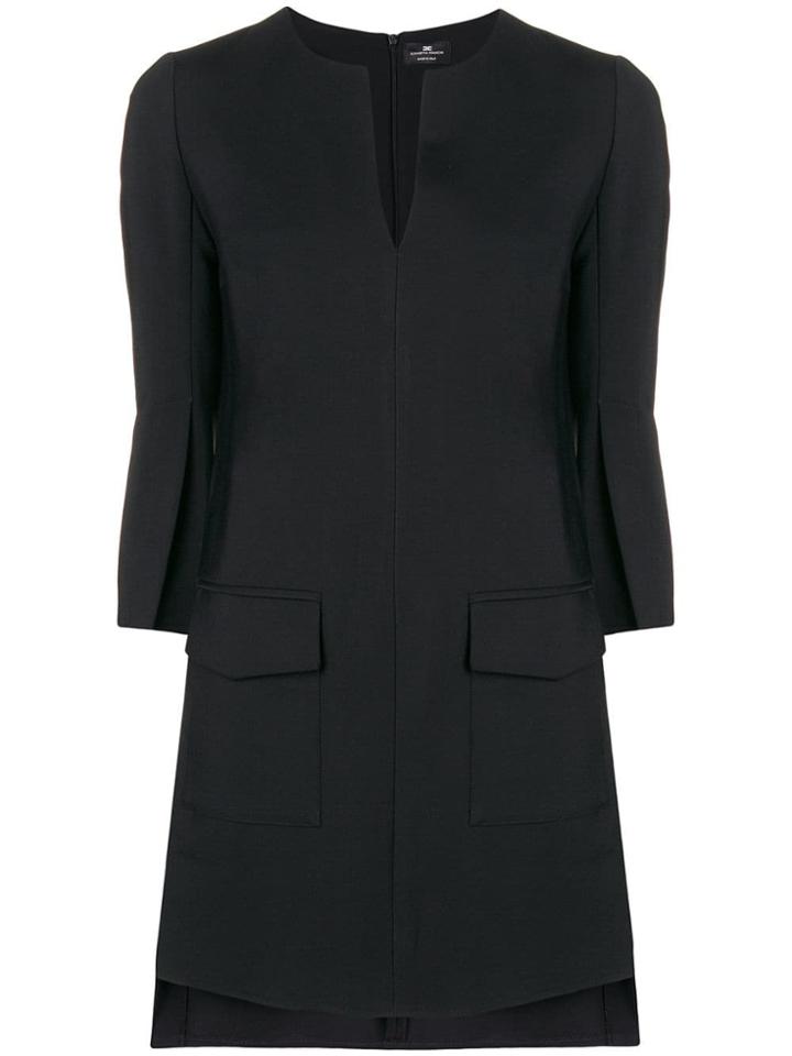 Elisabetta Franchi Stepped Hem Tailored Dress - Black