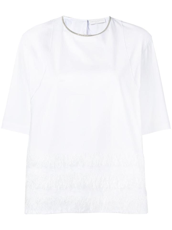Fabiana Filippi Fringe Trimmed T-shirt - White
