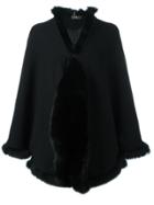N.peal Cashmere Furry Trim Cardigan - Black