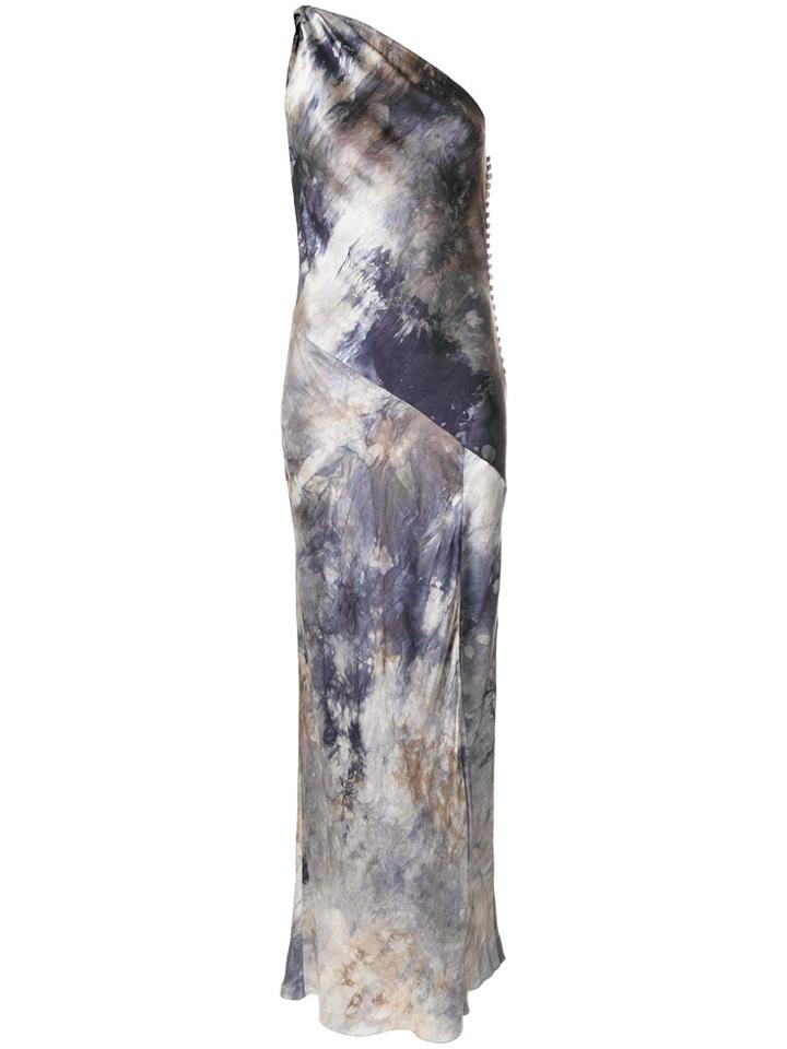 Christian Dior Vintage Printed One Shoulder Dress - Blue