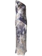 Christian Dior Vintage Printed One Shoulder Dress - Blue