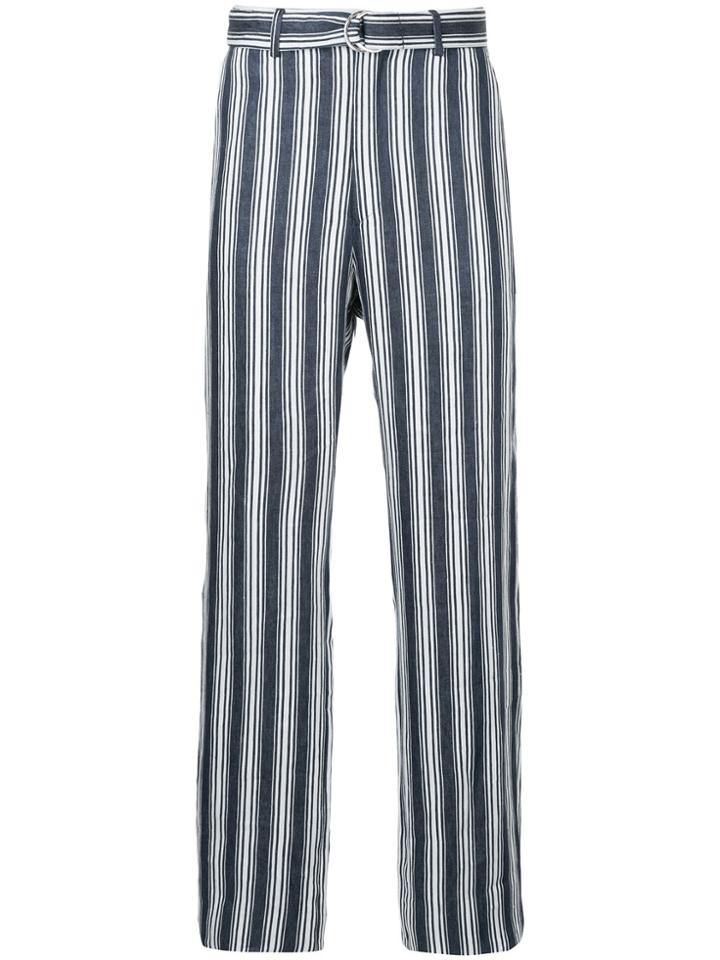 Cerruti 1881 Striped D-ring Belted Trousers - Blue