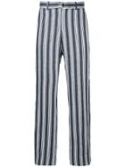 Cerruti 1881 Striped D-ring Belted Trousers - Blue
