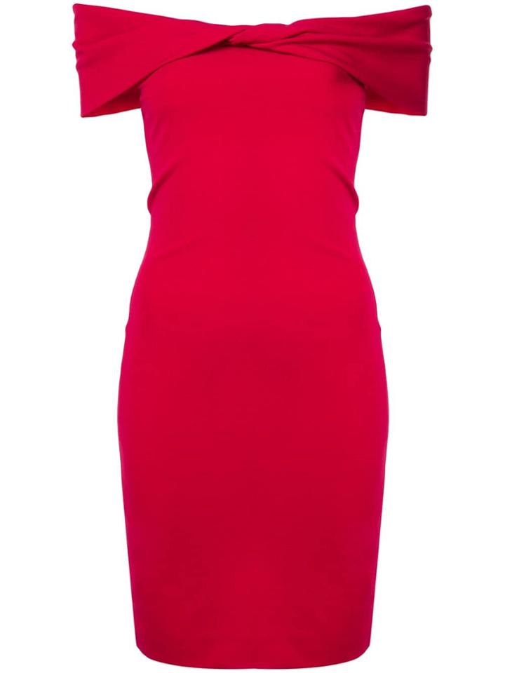 Nicole Miller Twisted Off-shoulder Dress - Red