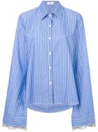 Aviù Striped Elongated Sleeve Shirt - Blue