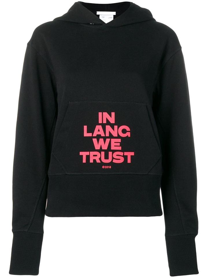 Helmut Lang Slogan Print Standard Hoodie - Black