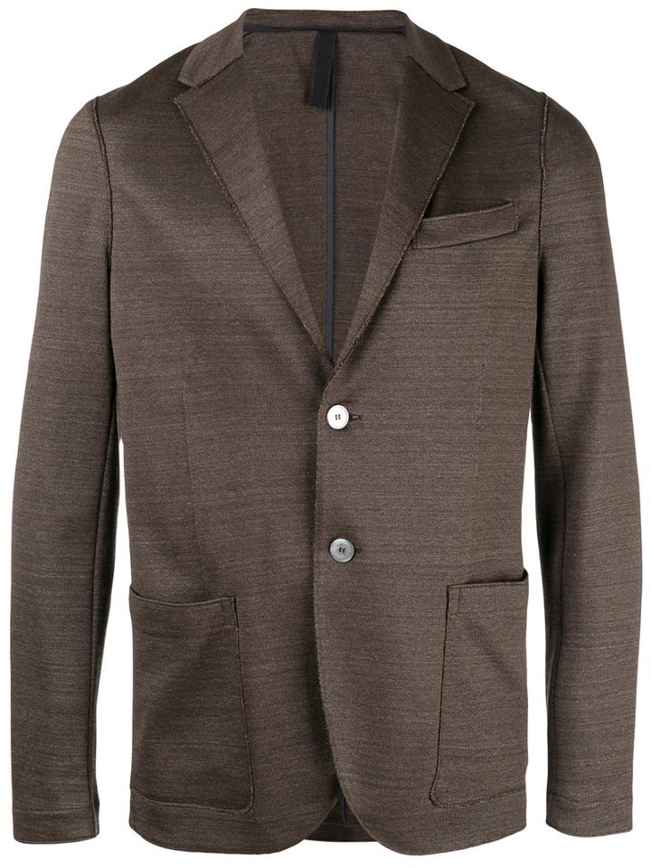Harris Wharf London Notched Lapel Blazer, Men's, Size: 48, Brown, Cotton/linen/flax