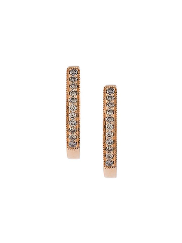 Wouters & Hendrix Gold Champagne Diamond Hoop Earrings, Women's, Metallic