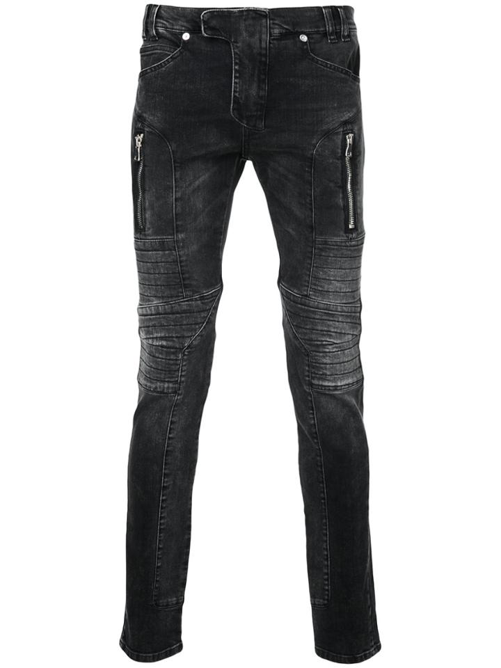 Balmain Faded Biker Jeans - Grey