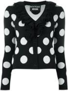 Boutique Moschino Polka Dot Cardigan, Women's, Size: 38, Black, Virgin Wool