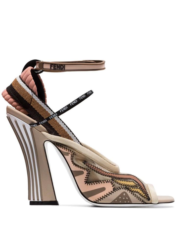 Fendi 105 Mesh Slingback Sandals - Neutrals