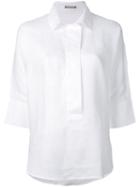 Hemisphere Relaxed Placket Shirt, Women's, Size: Large, White, Linen/flax