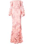 Marchesa Notte Off-the-shoulder Floral Gown - Pink & Purple