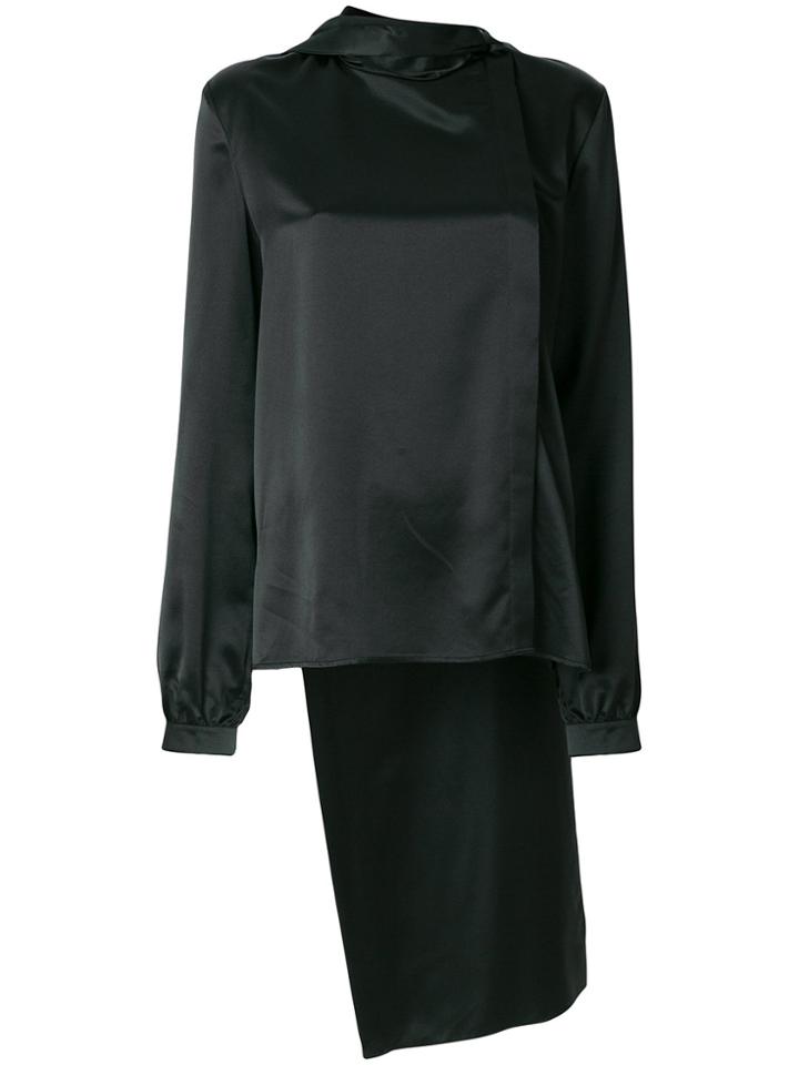 Saint Laurent Satin Scarf Blouse - Black