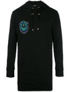 Balmain Embroidered Side Zip Hoodie, Men's, Size: Large, Black, Cotton
