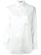 Saint Laurent Button Front Shirt, Women's, Size: 38, White, Silk