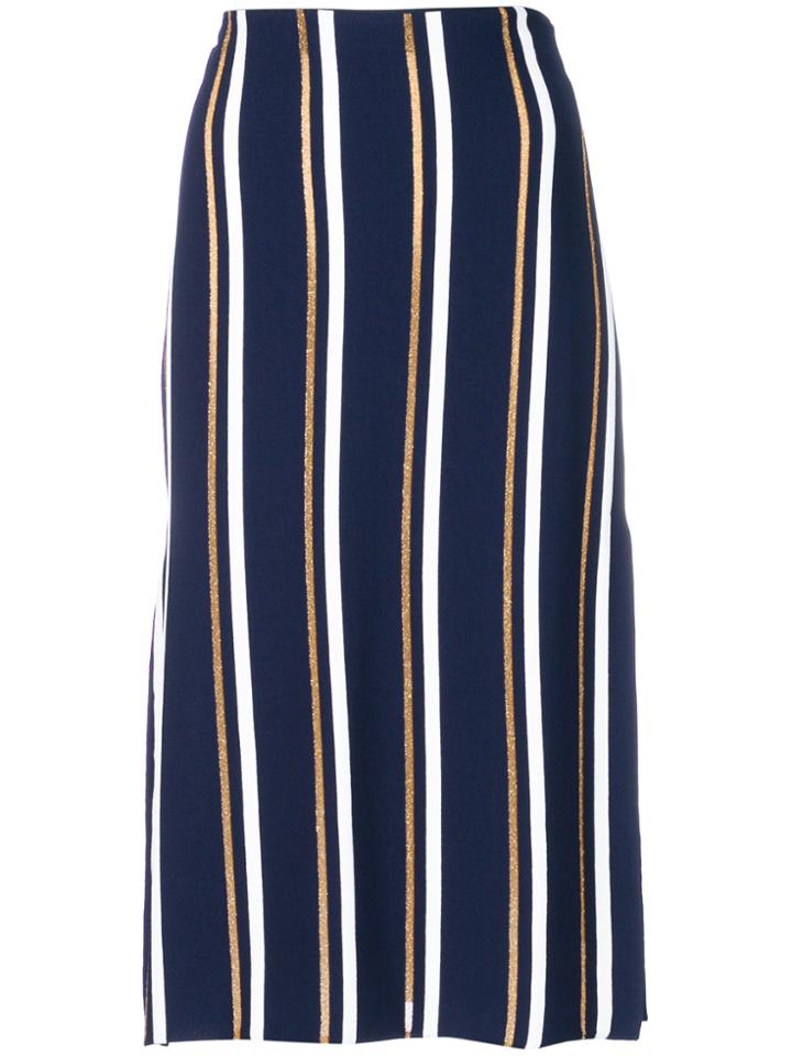 Cédric Charlier Multi-stripe Straight Skirt - Blue