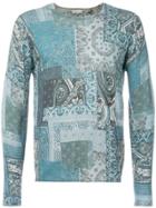 Etro Paisley Print Patchwork Sweater - Blue
